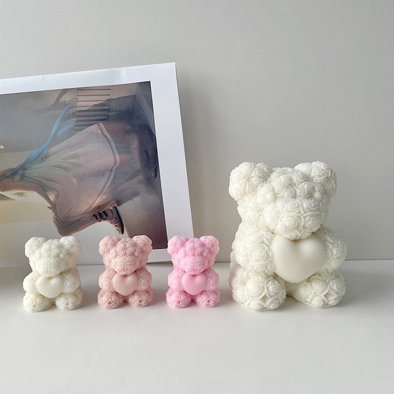 Home Fragrance Rose - Walentynki Miłość Róża Niedźwiedź 3D Świeca