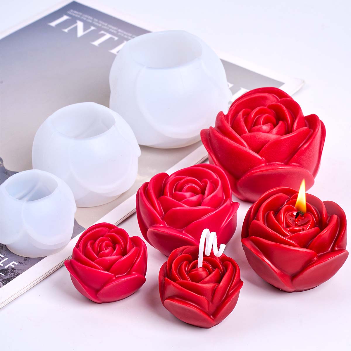 Home Fragrance Rose - Forma silikonowa 3D w kształcie kwiatu