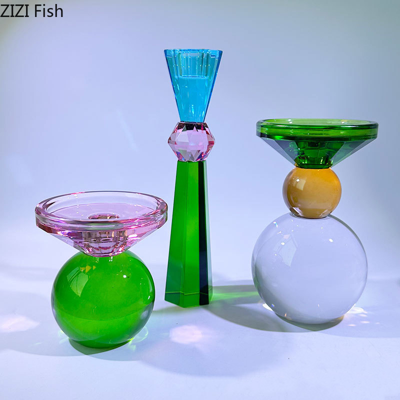 Wax Melt Burner - Kolorowe kryształowe świeczniki Dekoracja biurka Romantyczny